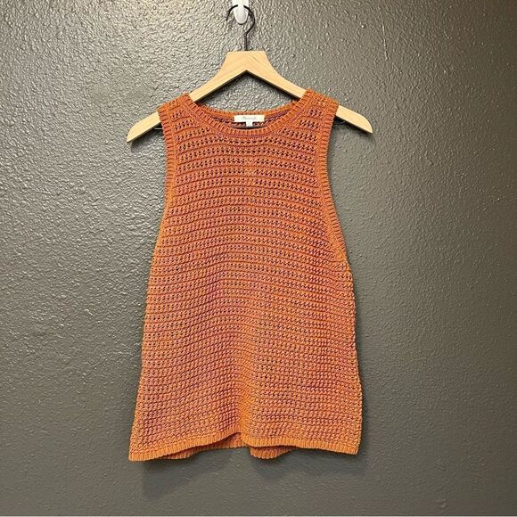 Madewell Crochet-Knit Crewneck Sweater Tank Warm Coffee XL - Picture 4 of 13